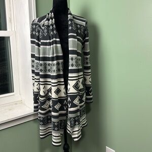 Charlotte Russe gray Aztec waterfall cardigan sweater XL